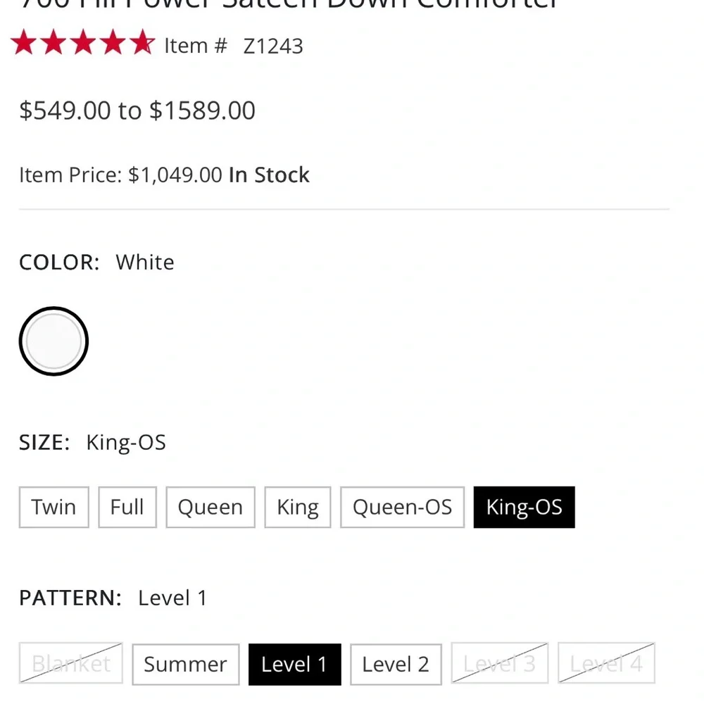 Cuddledown brand size